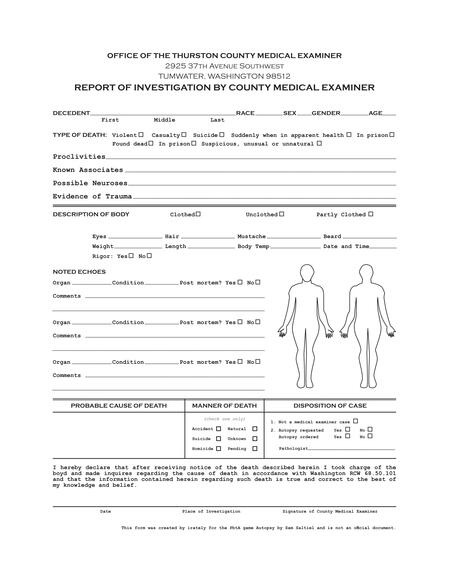 Autopsy DM Sheet